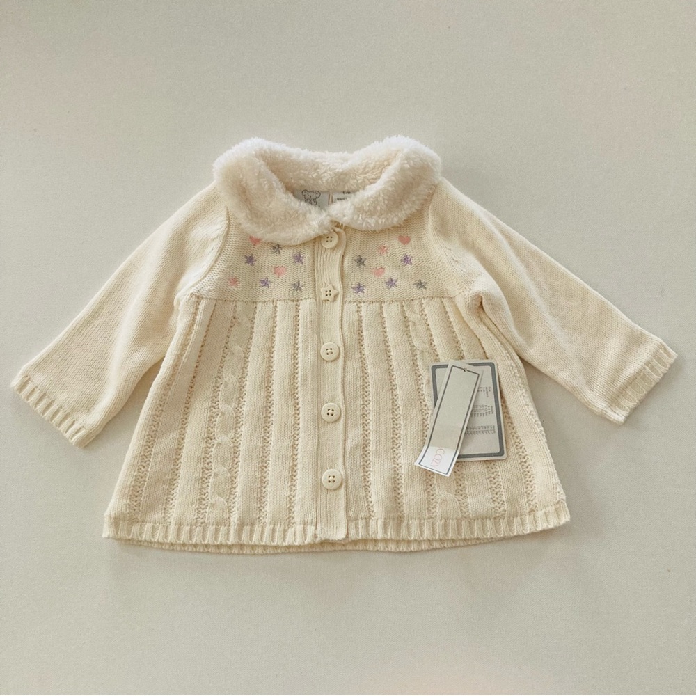 Koala Kids Baby Girl 6 Months Ivory Cardigan Sweater
